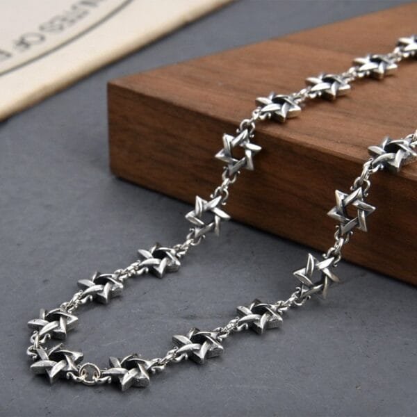 Men's Sterling Silver Star of David Chain 18"-24" - Image 2