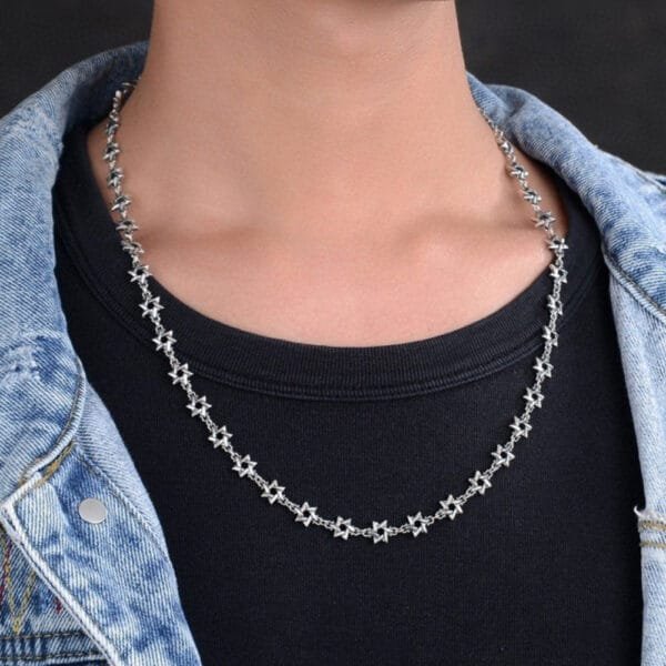 Men's Sterling Silver Star of David Chain 18"-24" - Image 6