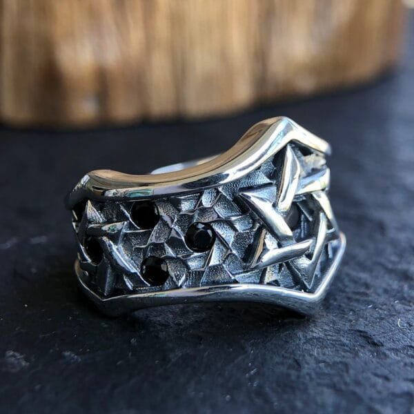 Men's Sterling Silver Star of David Ring - Image 2