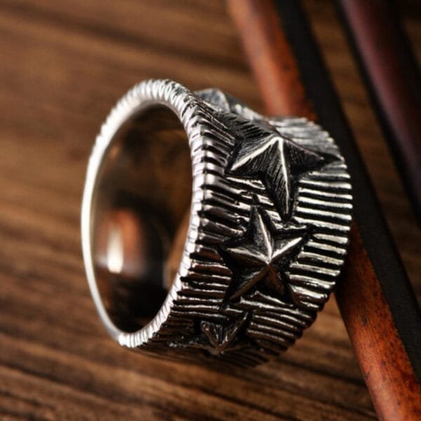 Men's Sterling Silver Stars Ring - Image 2