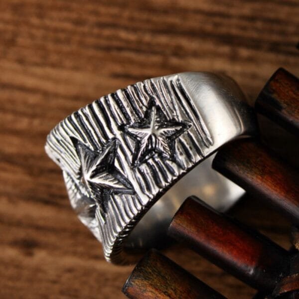 Men's Sterling Silver Stars Ring - Image 6