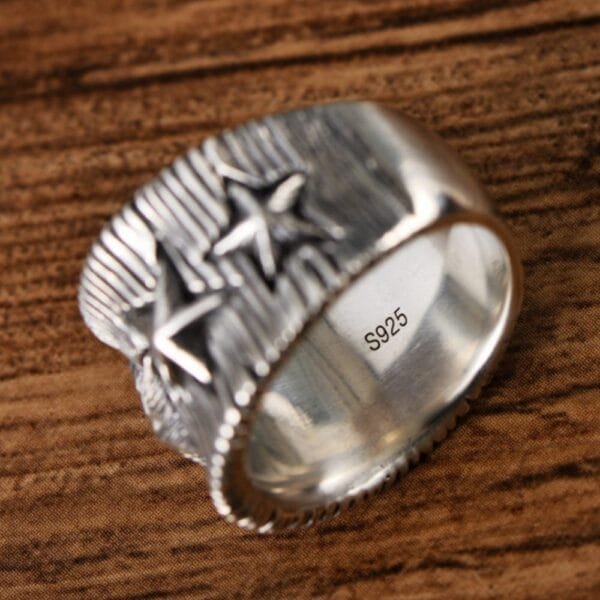 Men's Sterling Silver Stars Ring - Image 7