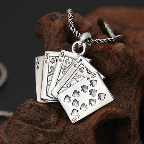 Men's Sterling Silver Straight Flush Necklace - Image 2
