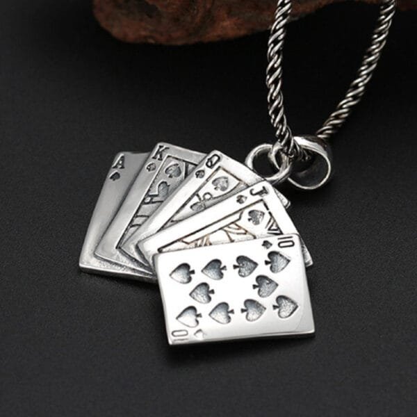 Men's Sterling Silver Straight Flush Necklace - Image 3