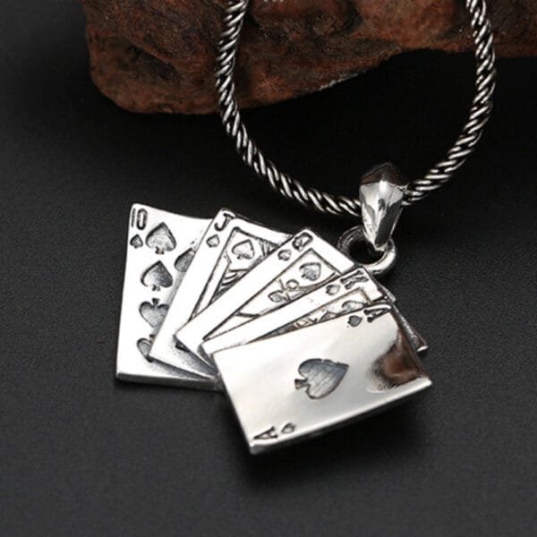 Men's Sterling Silver Straight Flush Necklace - Image 5