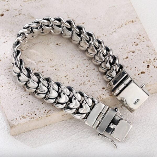 Men's Sterling Silver Tank Track Chain Bracelet - Image 2