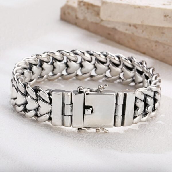 Men's Sterling Silver Tank Track Chain Bracelet - Image 3