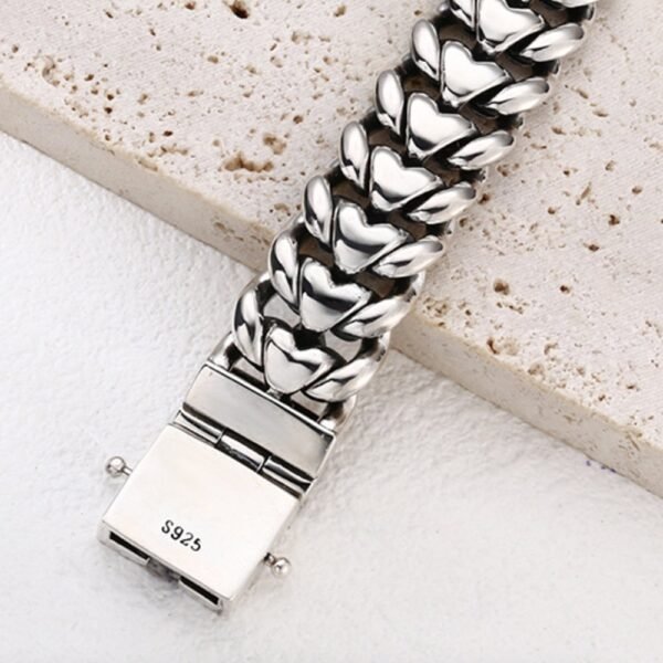 Men's Sterling Silver Tank Track Chain Bracelet - Image 5