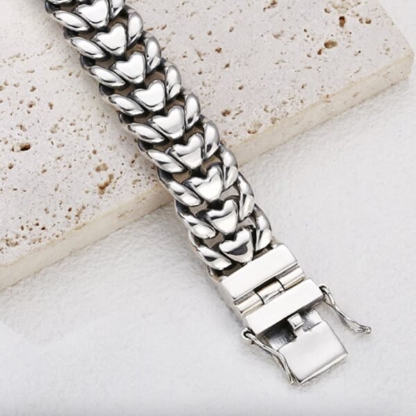 Men's Sterling Silver Tank Track Chain Bracelet - Image 6