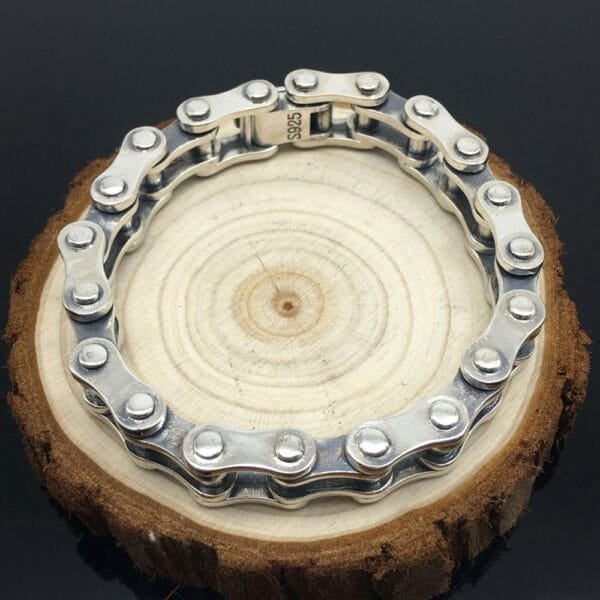 Men's Sterling Silver Thick Bike Chain Bracelet - Image 3