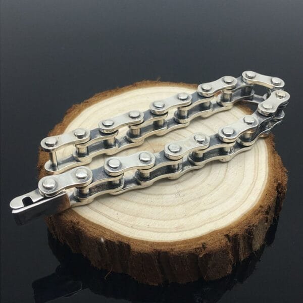 Men's Sterling Silver Thick Bike Chain Bracelet - Image 4
