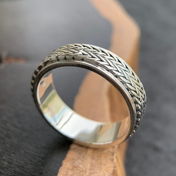 Men's Sterling Silver Tire Pattern Spinner Ring - Image 2