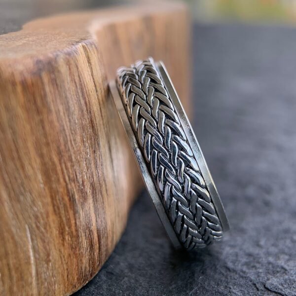 Men's Sterling Silver Tire Pattern Spinner Ring - Image 6