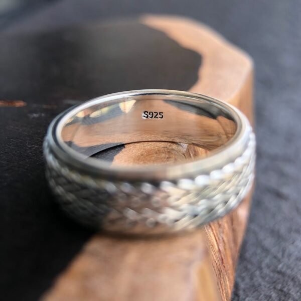 Men's Sterling Silver Tire Pattern Spinner Ring - Image 8