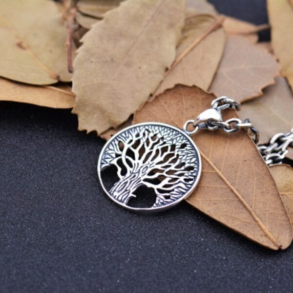 Men's Sterling Silver Tree of Life Pendant Necklace - Image 2