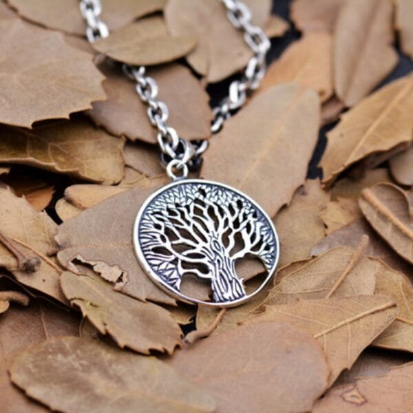 Men's Sterling Silver Tree of Life Pendant Necklace - Image 3