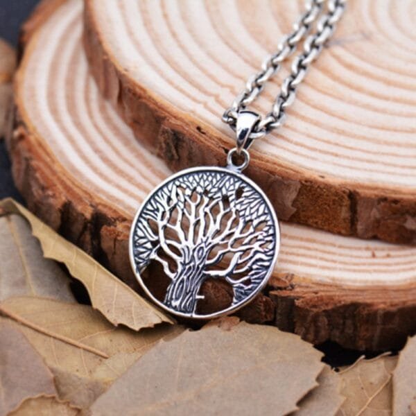 Men's Sterling Silver Tree of Life Pendant Necklace - Image 4