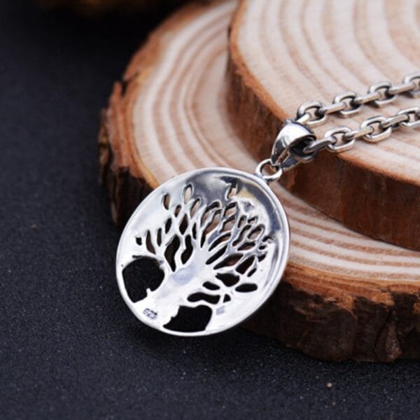 Men's Sterling Silver Tree of Life Pendant Necklace - Image 5