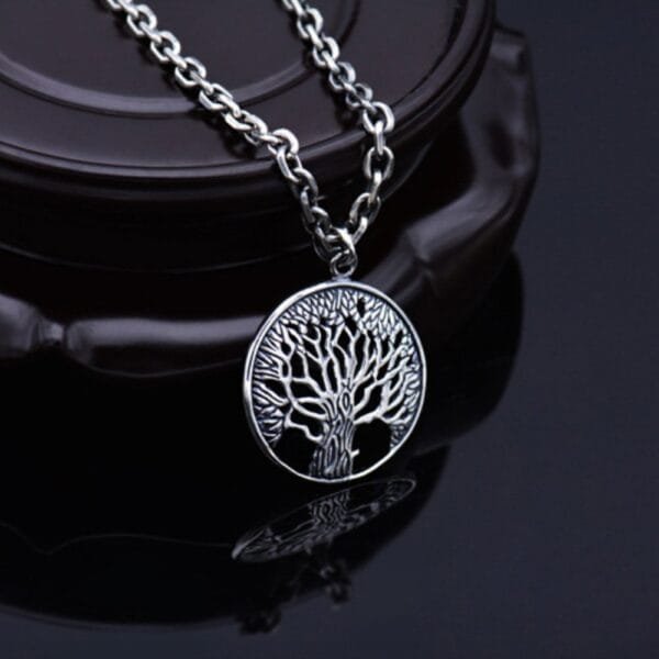 Men's Sterling Silver Tree of Life Pendant Necklace - Image 6