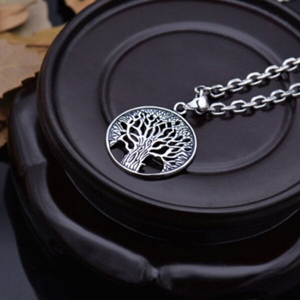 Men's Sterling Silver Tree of Life Pendant Necklace - Image 7