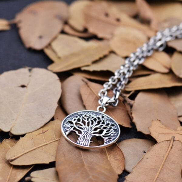 Men's Sterling Silver Tree of Life Pendant Necklace - Image 8