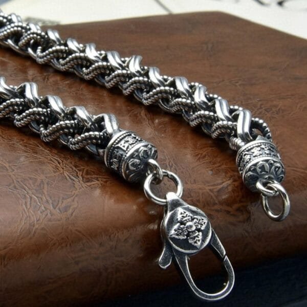 7 mm Men's Sterling Silver Vajra Clasp Braided Chain 20??-26"
