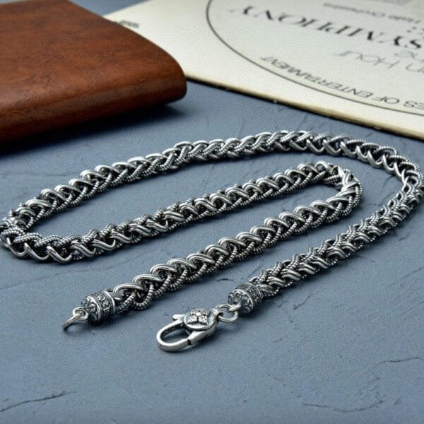 7 mm Men's Sterling Silver Vajra Clasp Braided Chain 20??-26" - Image 2