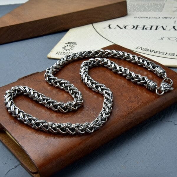 7 mm Men's Sterling Silver Vajra Clasp Braided Chain 20??-26" - Image 3
