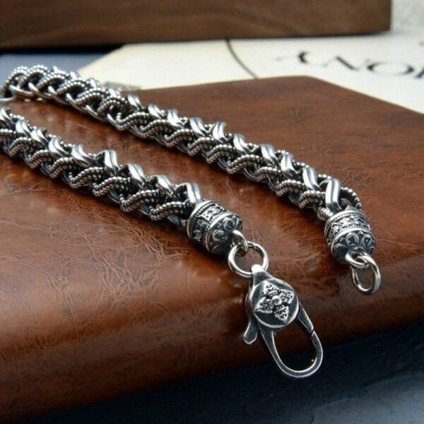 7 mm Men's Sterling Silver Vajra Clasp Braided Chain 20??-26" - Image 4