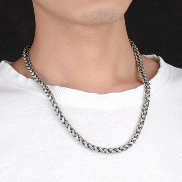 7 mm Men's Sterling Silver Vajra Clasp Braided Chain 20??-26" - Image 5