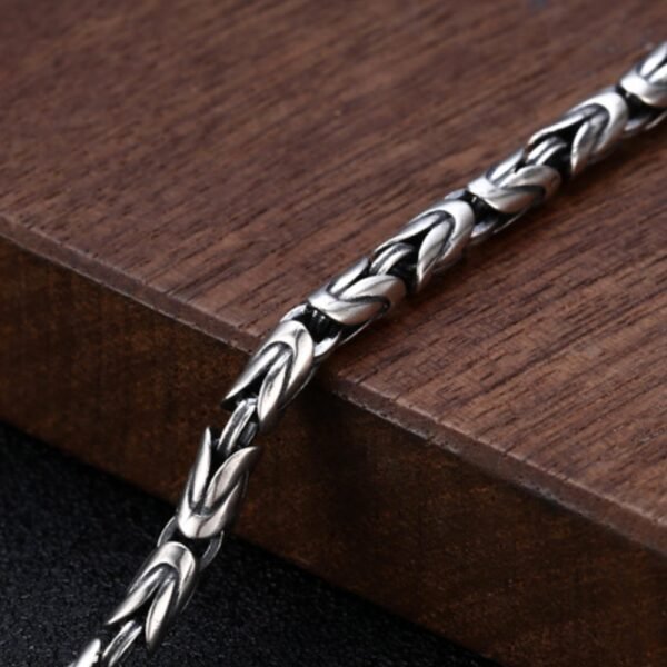 Men's Sterling Silver Vajra Clasp Byzantine Chain Bracelet - Image 5