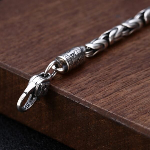 Men's Sterling Silver Vajra Clasp Byzantine Chain Bracelet - Image 7