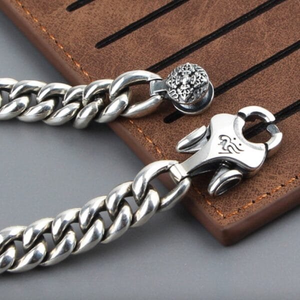 Men's Sterling Silver Vajra Clasp Cuban Chain Bracelet - Image 2