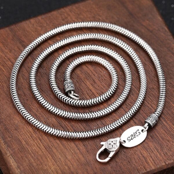 3 mm Men's Sterling Silver Vajra Clasp Snake Chain 20??-28??