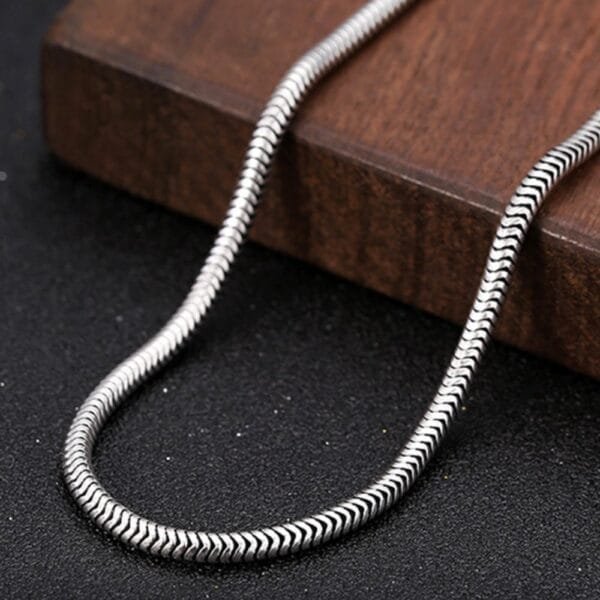 3 mm Men's Sterling Silver Vajra Clasp Snake Chain 20??-28?? - Image 2