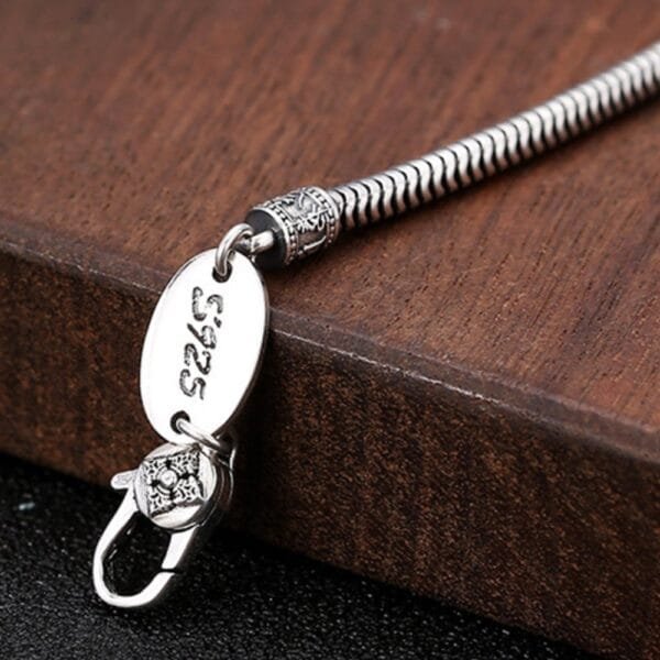 3 mm Men's Sterling Silver Vajra Clasp Snake Chain 20??-28?? - Image 3