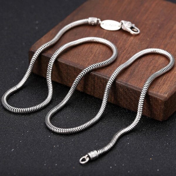 3 mm Men's Sterling Silver Vajra Clasp Snake Chain 20??-28?? - Image 4