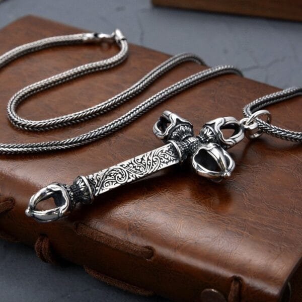 Men's Sterling Silver Vajra Necklace - Image 4