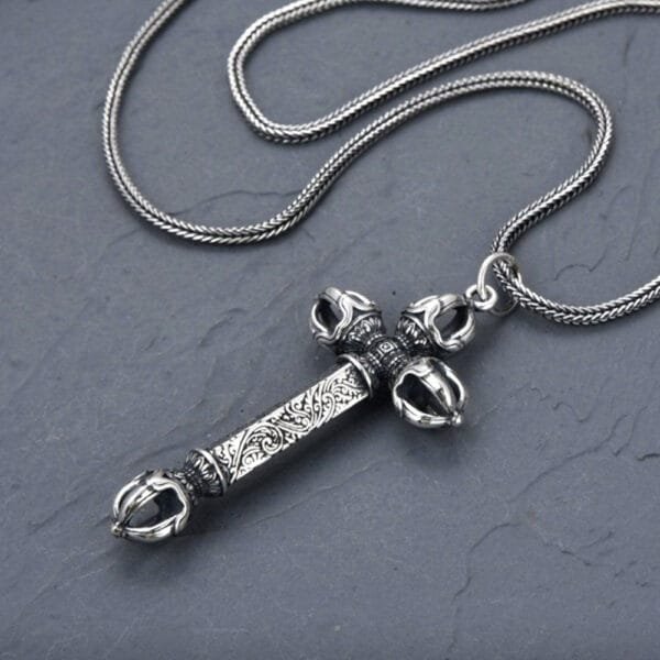 Men's Sterling Silver Vajra Necklace - Image 5
