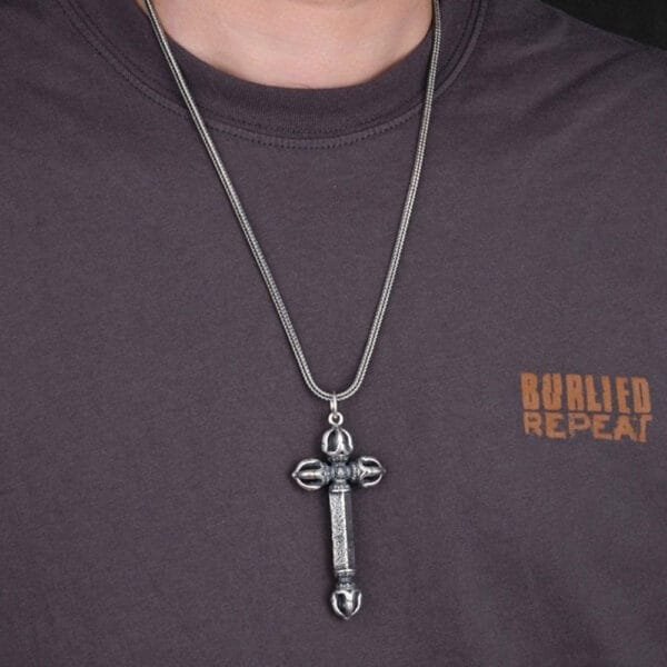 Men's Sterling Silver Vajra Necklace - Image 6