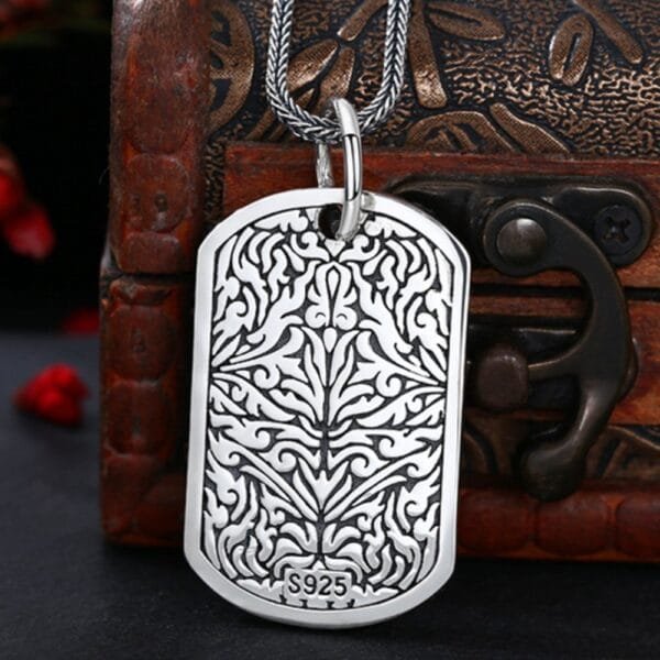 Men's Sterling Silver Vajra Tag Necklace - Image 2