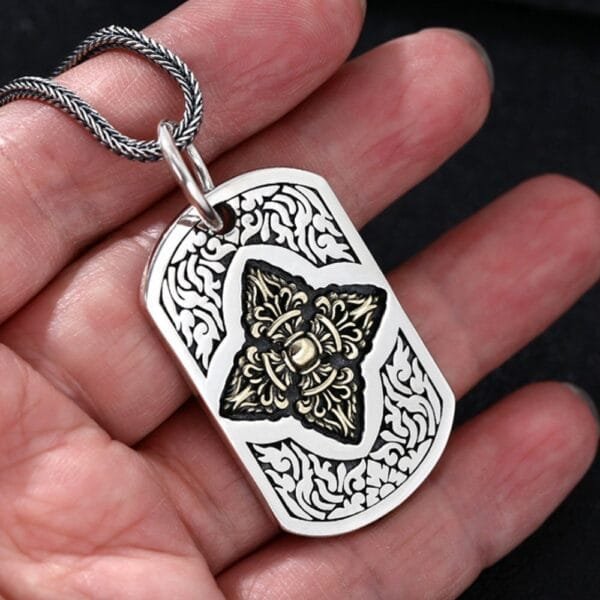 Men's Sterling Silver Vajra Tag Necklace - Image 5
