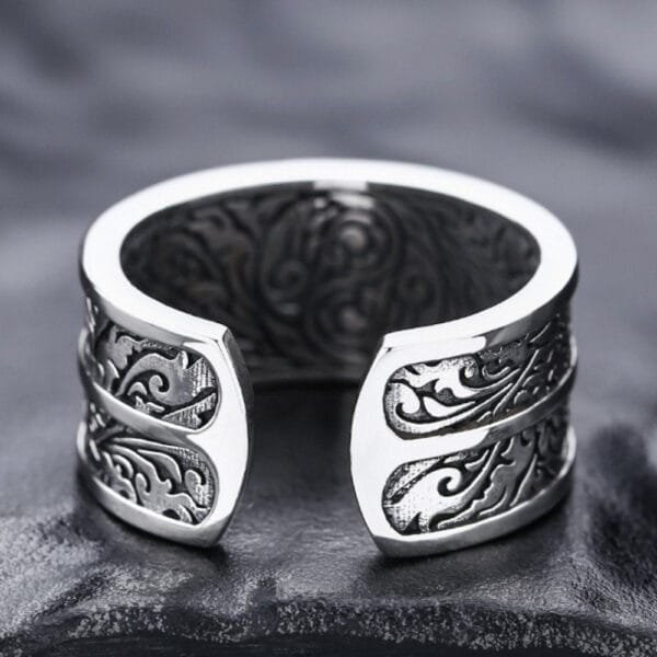 Men's Sterling Silver Vajra Wide Ring - Image 3