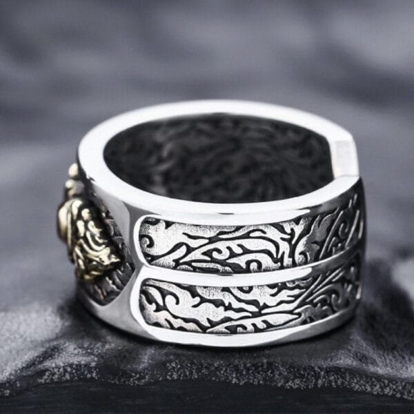 Men's Sterling Silver Vajra Wide Ring - Image 4