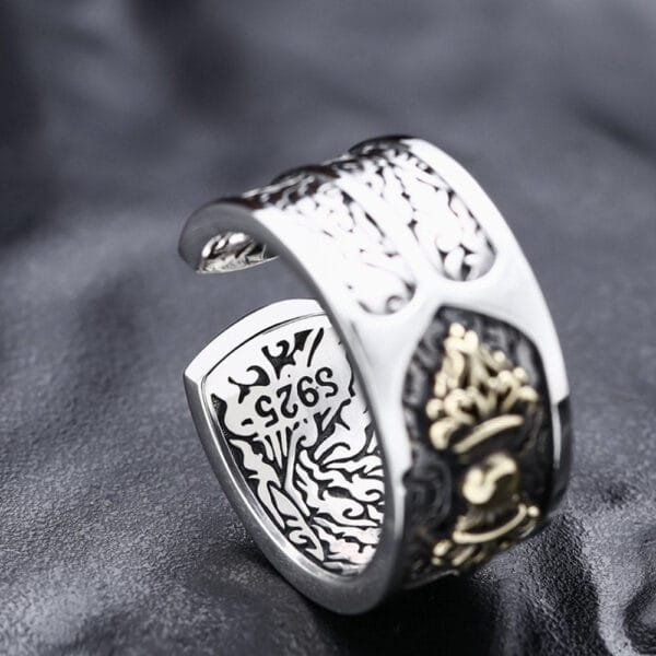 Men's Sterling Silver Vajra Wide Ring - Image 5