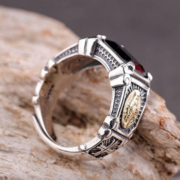 Men's Sterling Silver Virgin Mary Black Onyx Ring - Image 6