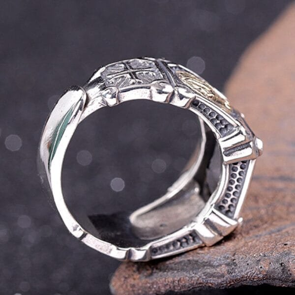 Men's Sterling Silver Virgin Mary Black Onyx Ring - Image 7