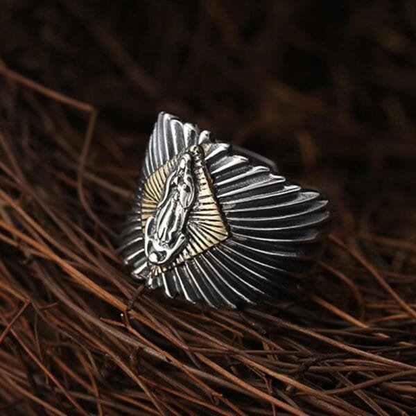 Men's Sterling Silver Virgin Mary Ring - Image 3