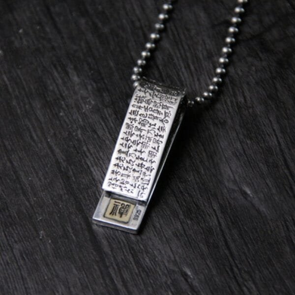 Men's Sterling Silver Zen Scripture Necklace - Image 4