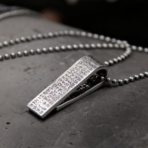 Men's Sterling Silver Zen Scripture Necklace - Image 5